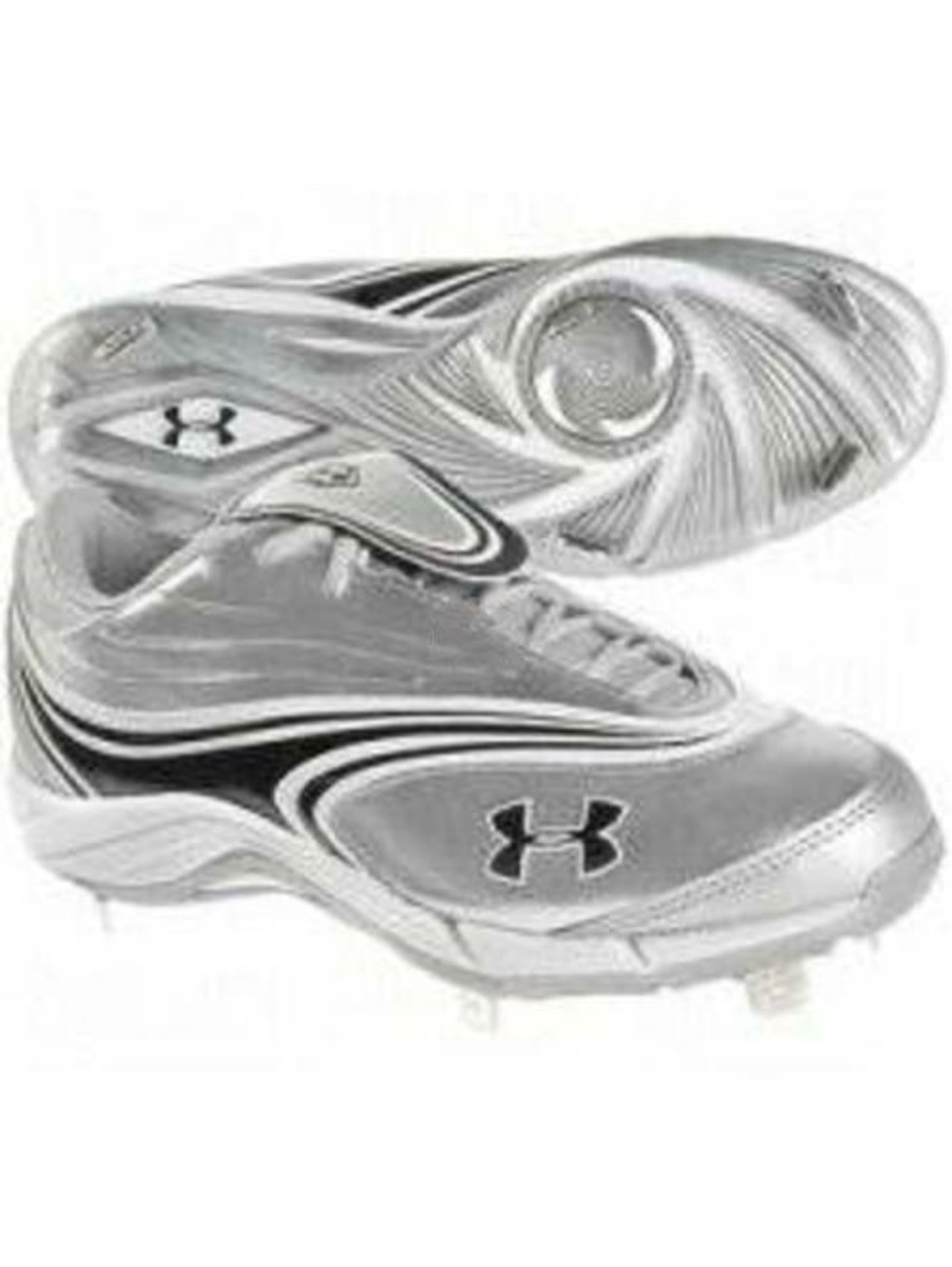 Womens Baseball Cleats Under Armour 12 Glyde IV ST Silver Metal Athletic Shoes